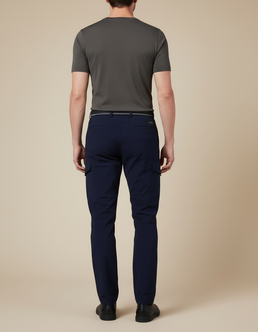 Pantalon Cargo Bleu Marine Homme Décontracté Léger Ceinturé - Polyester - vue 2