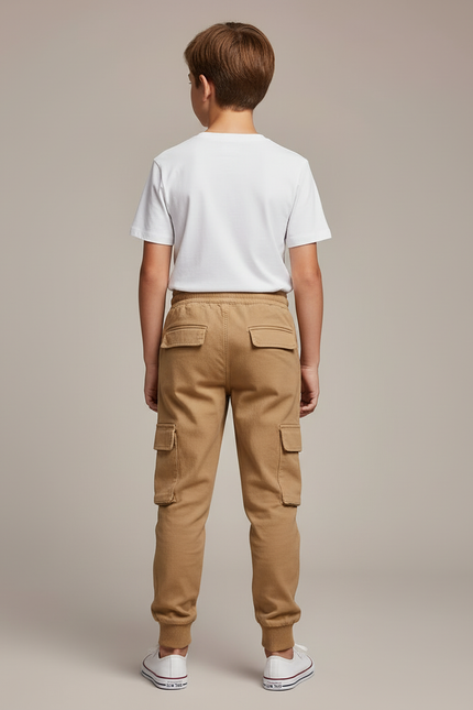 Pantalon Cargo Beige Coton Multipoches Enfant Décontracté - Toile - vue 2