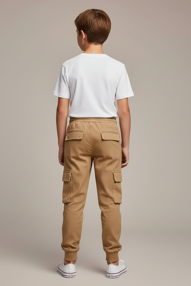 Pantalon Cargo Beige Coton Multipoches Enfant Décontracté - Toile - vue 2