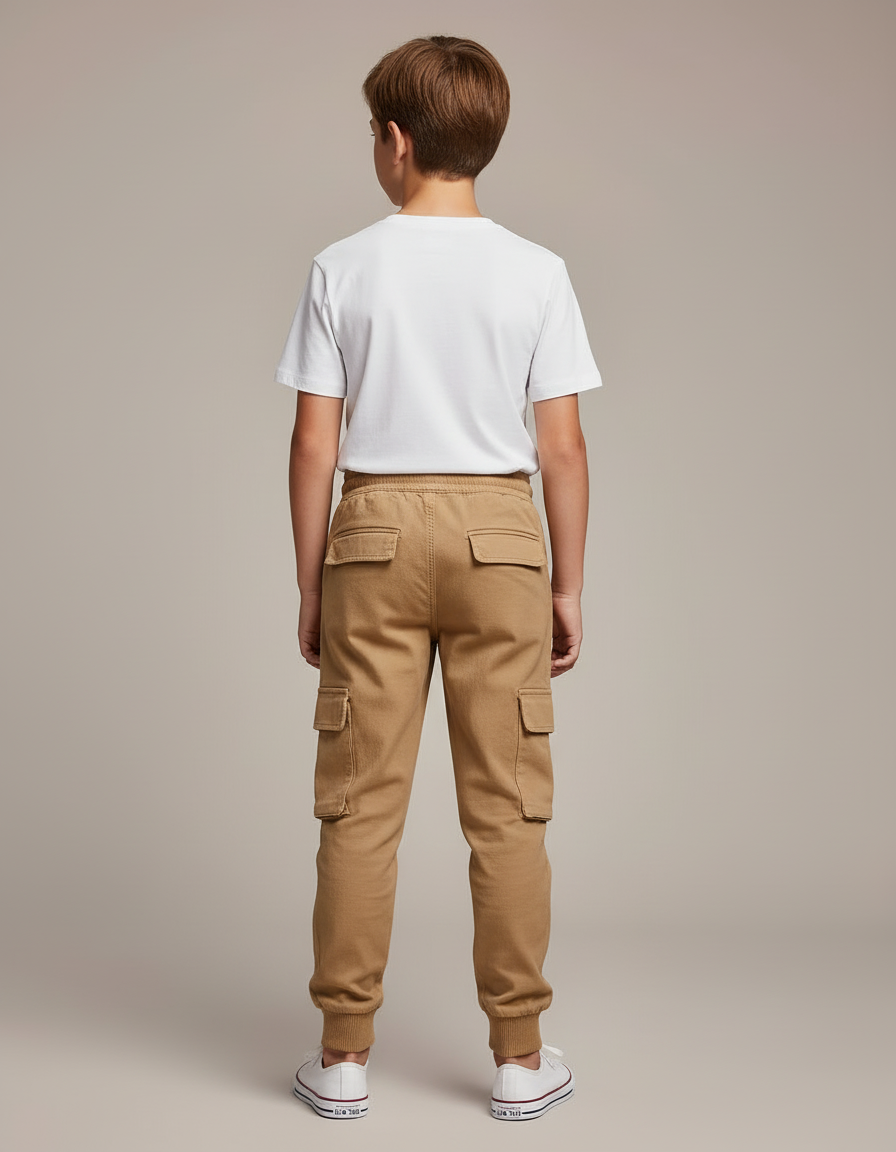 Pantalon Cargo Beige Coton Multipoches Enfant Décontracté - Toile - vue 2