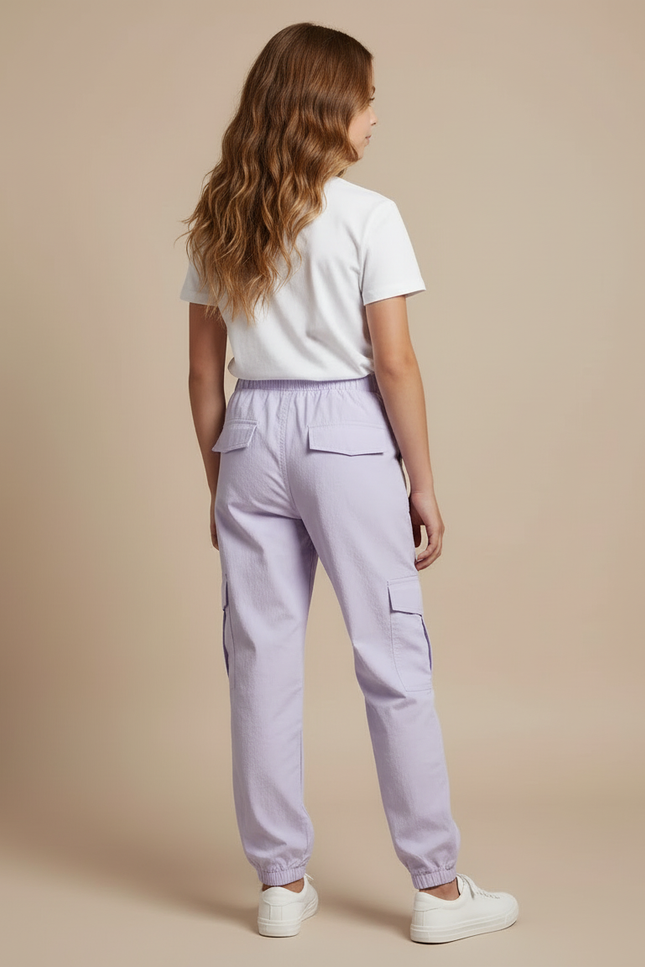 Pantalon Cargo Violet Ample Fille Coton Décontracté - vue 2