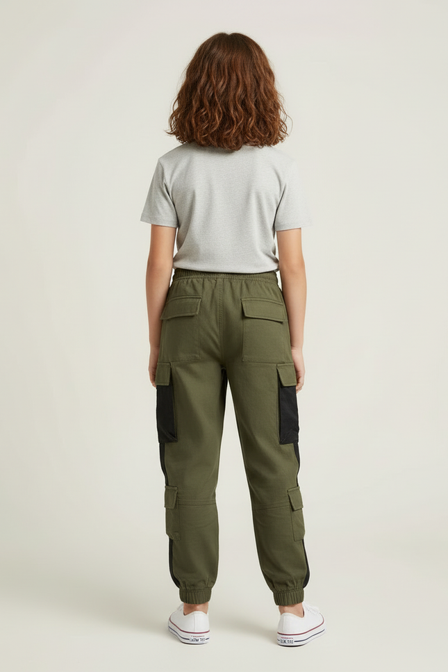 Pantalon Cargo Kaki Multipoches Jogger Urbain Fille - Molleton - vue 2