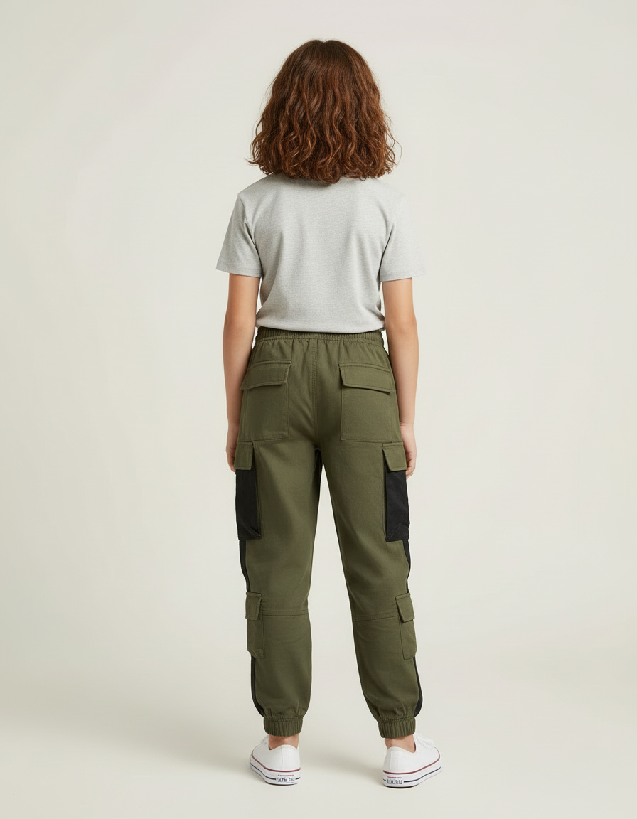 Pantalon Cargo Kaki Multipoches Jogger Urbain Fille - Molleton - vue 2
