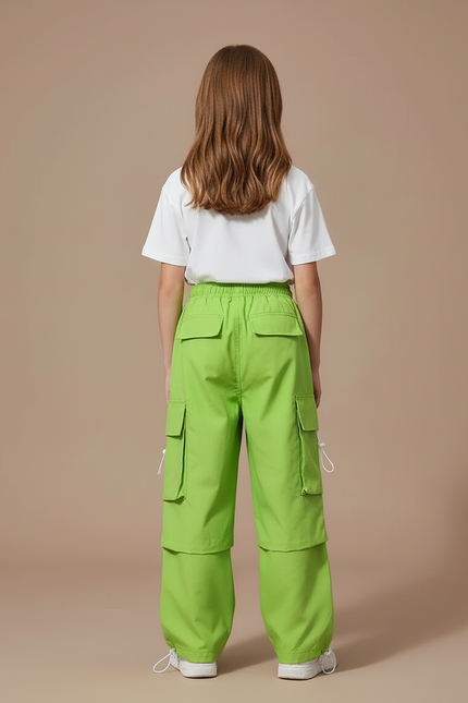 Pantalon Cargo Vert Ample Enfant Poches - Polyester - vue 2