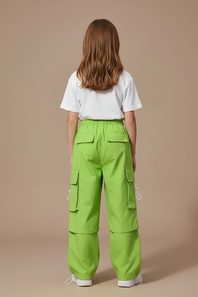 Pantalon Cargo Vert Ample Enfant Poches - Polyester - vue 2
