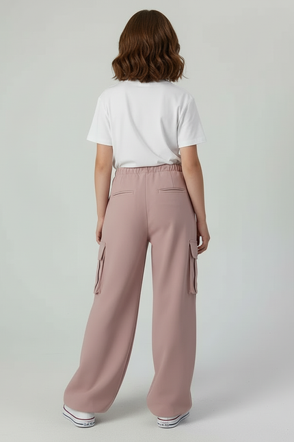Pantalon Cargo Rose Ample Décontracté Fille - Molleton - vue 2