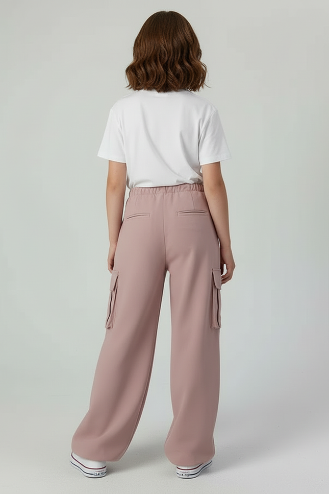 Pantalon Cargo Rose Ample Décontracté Fille - Molleton - vue 2