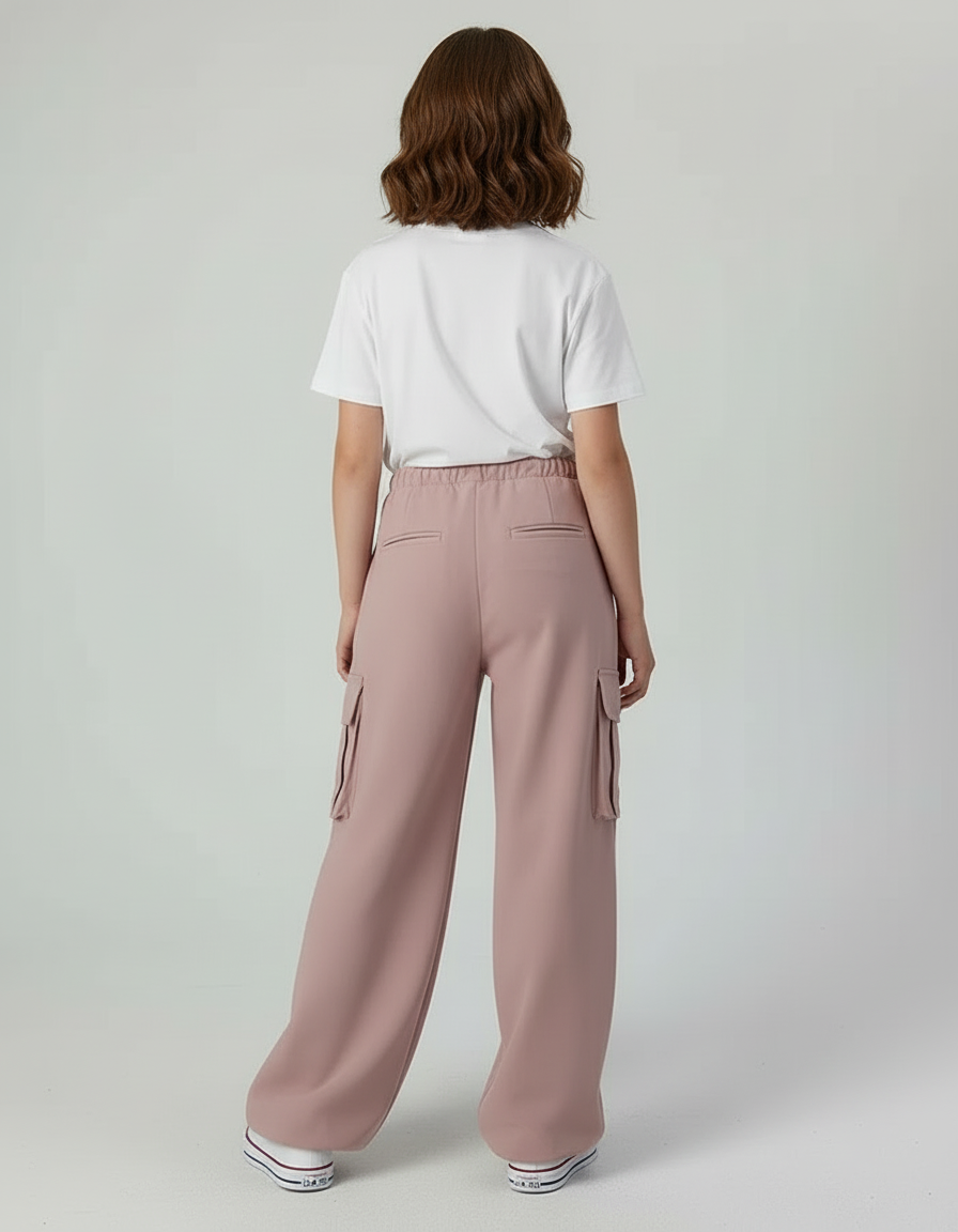 Pantalon Cargo Rose Ample Décontracté Fille - Molleton - vue 2