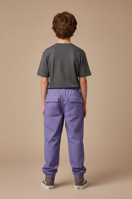 Pantalon Cargo Violet Ample Poches Garçon Streetwear - Polyester - vue 2