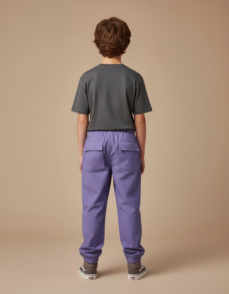 Pantalon Cargo Violet Ample Poches Garçon Streetwear - Polyester - vue 2