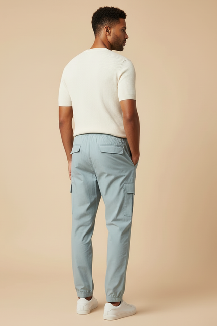 Pantalon Cargo Resserré Aux Chevilles - Bleu Polyester - vue 2