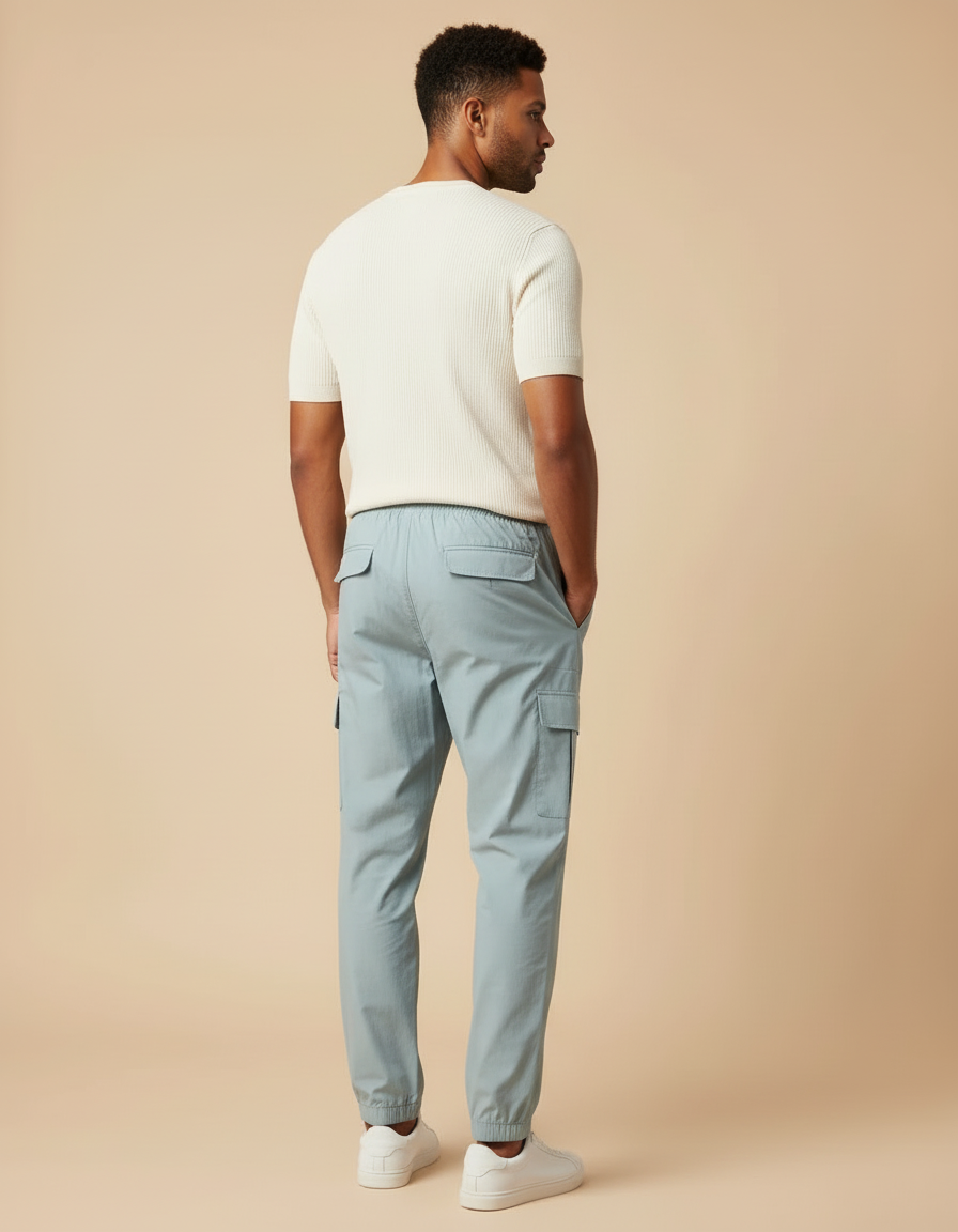 Pantalon Cargo Resserré Aux Chevilles - Bleu Polyester - vue 2