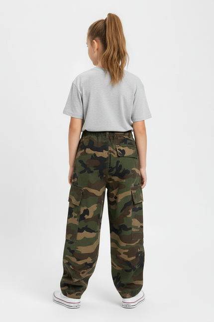 Pantalon Cargo Motif Camouflage Femme - Multicolore Toile - vue 2