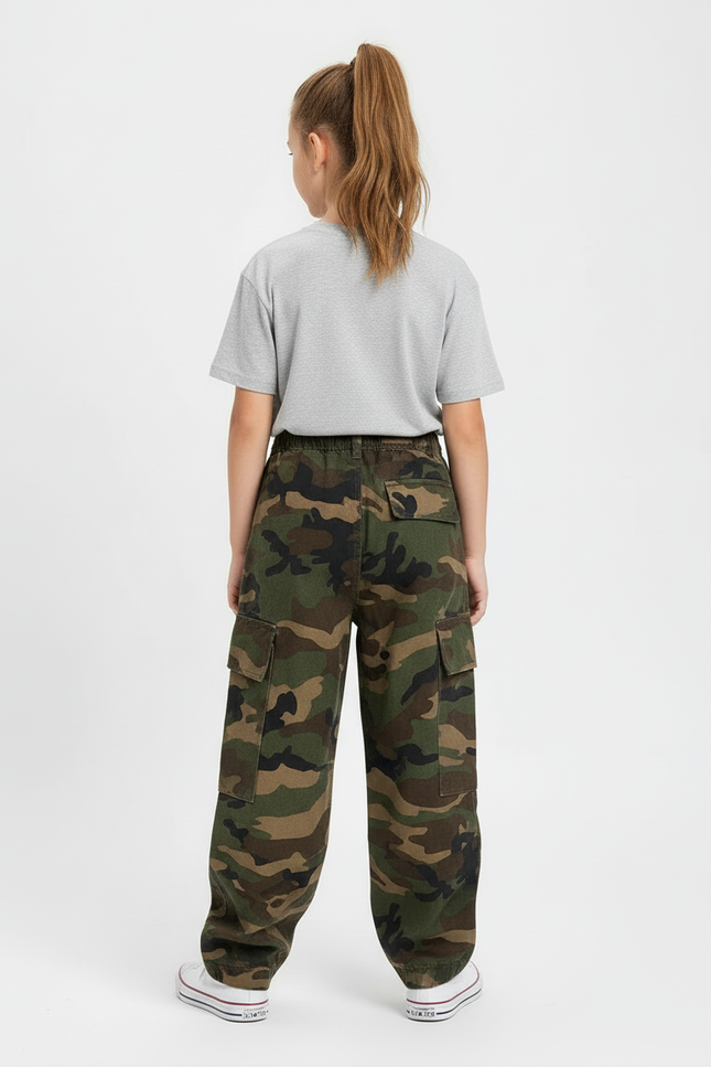 Pantalon Cargo Motif Camouflage Femme - Multicolore Toile - vue 2