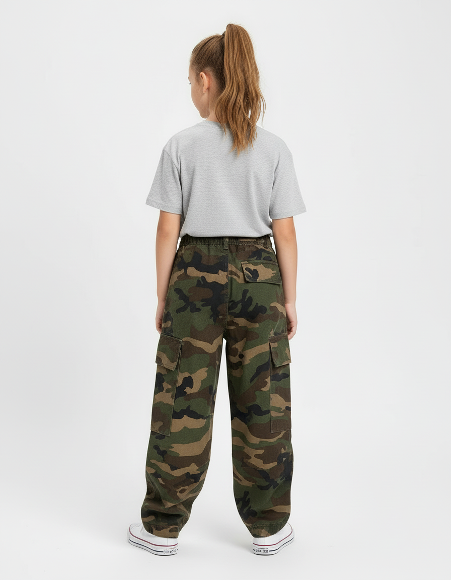 Pantalon Cargo Motif Camouflage Femme - Multicolore Toile - vue 2