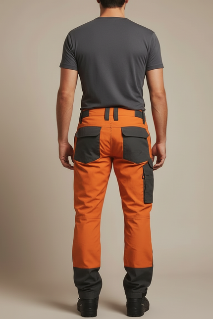 Pantalon Cargo Bicolore Orange Gris Multi-Poches Homme - Multicolore Polyester - vue 2