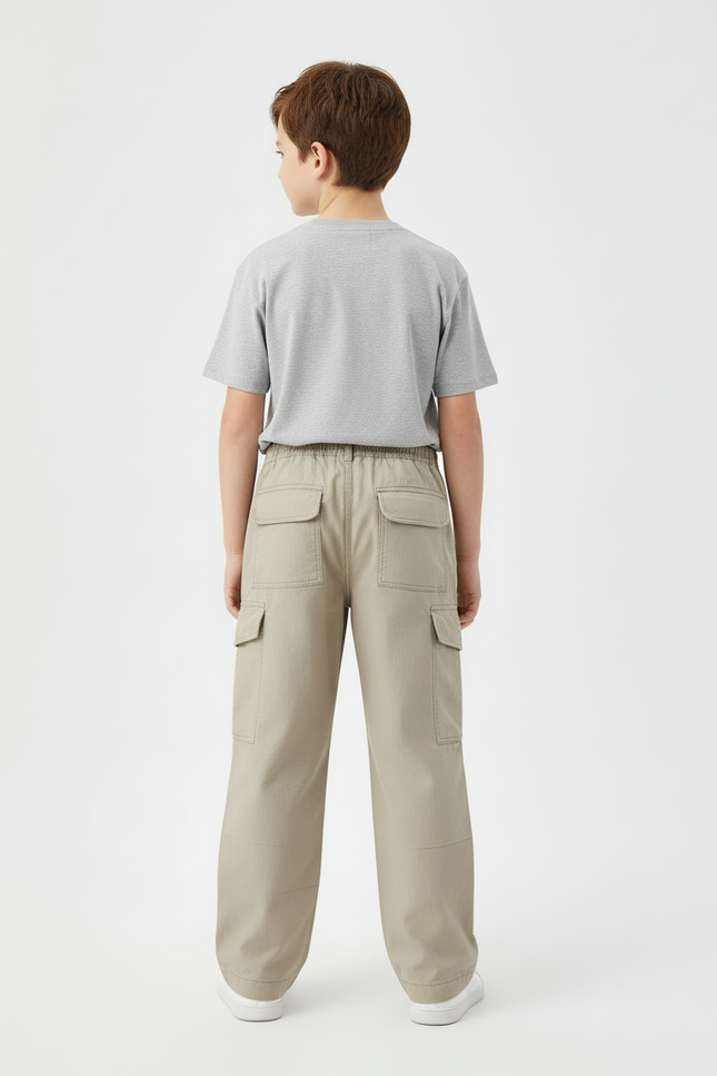 Pantalon Cargo Beige Ample Décontracté Garçon - Gabardine - vue 2