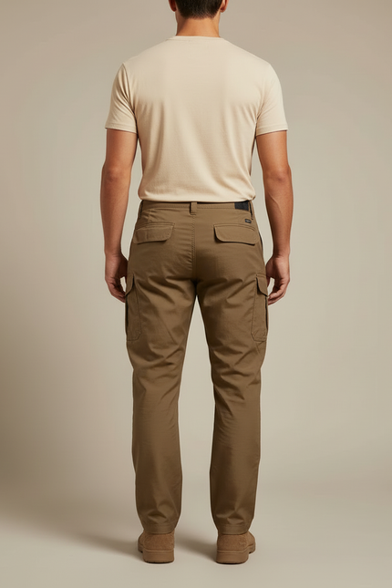 Pantalon Cargo Homme Marron Tactique Multi-Poches Léger - Gabardine - vue 2