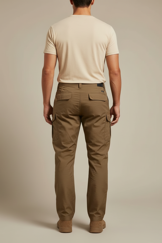 Pantalon Cargo Homme Marron Tactique Multi-Poches Léger - Gabardine - vue 2