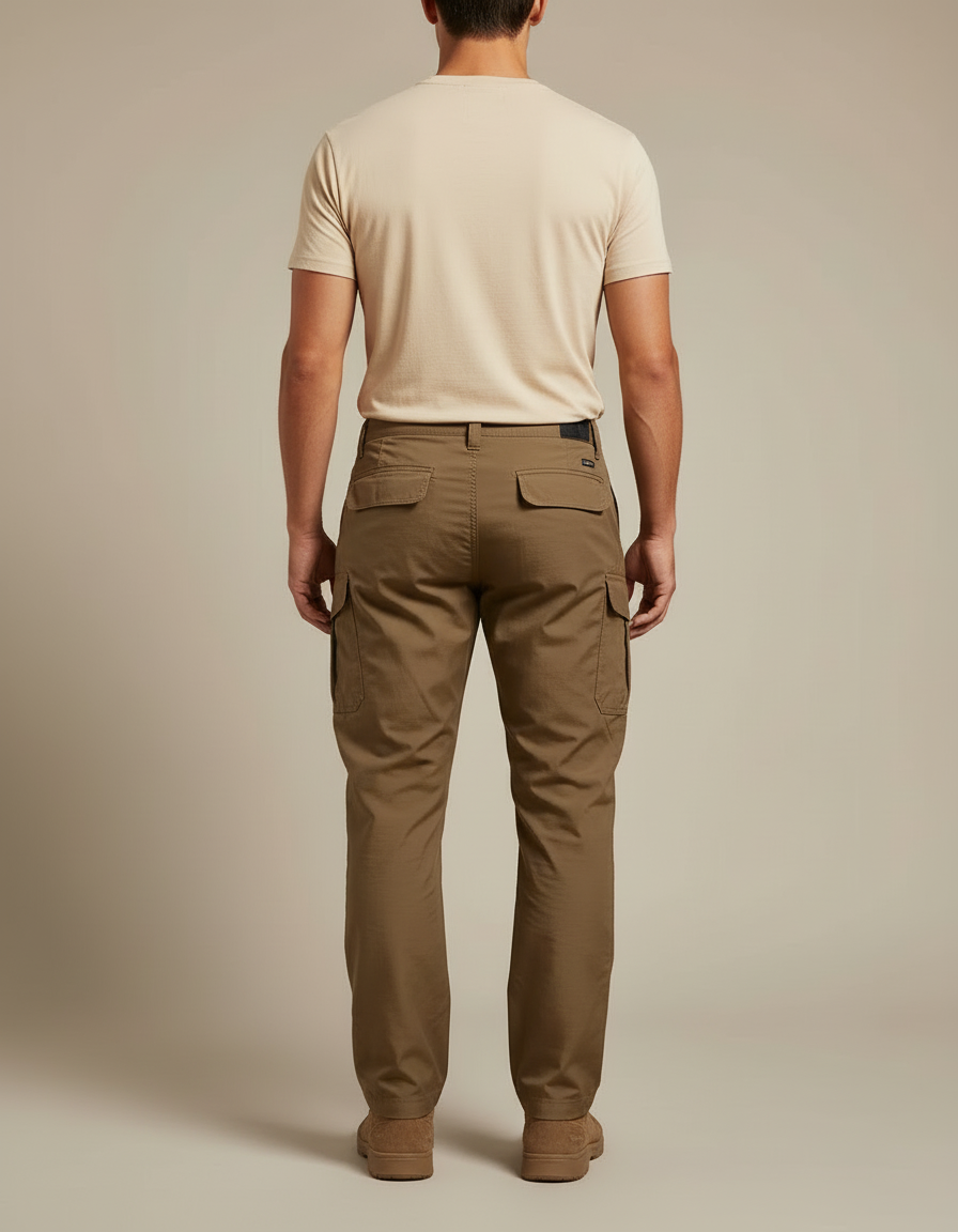 Pantalon Cargo Homme Marron Tactique Multi-Poches Léger - Gabardine - vue 2