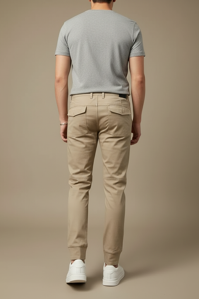 Pantalon Cargo Beige Ajusté Coton Décontracté Homme - vue 2