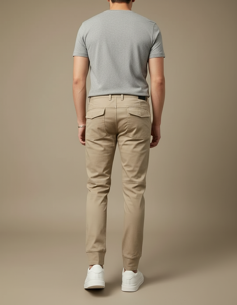 Pantalon Cargo Beige Ajusté Coton Décontracté Homme - vue 2
