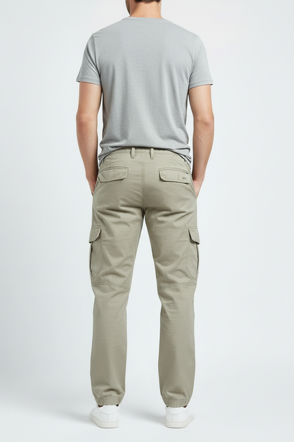 Pantalon Cargo Homme Kaki Coton Ample Poches - Toile - vue 2