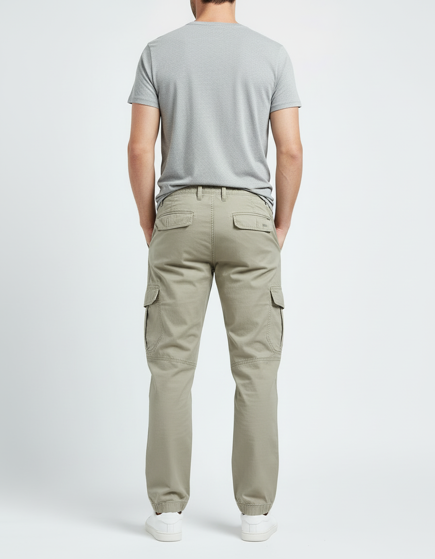 Pantalon Cargo Homme Kaki Coton Ample Poches - Toile - vue 2