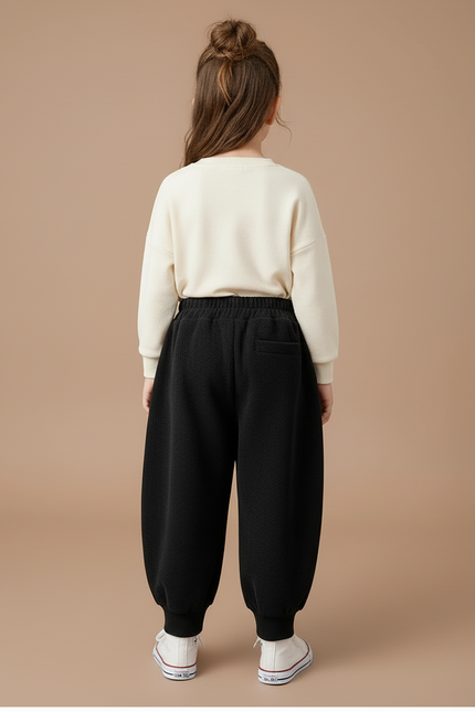 Pantalon Cargo Noir Ample Molleton Poches Enfant - vue 2
