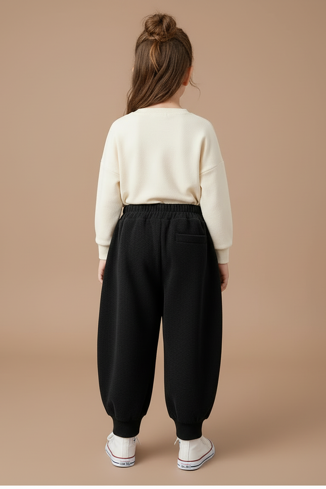 Pantalon Cargo Noir Ample Molleton Poches Enfant - vue 2