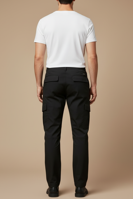 Pantalon Cargo Noir Coupe Droite Homme Décontracté - Gabardine - vue 2