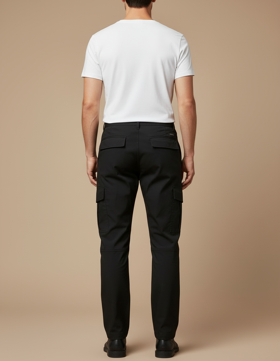 Pantalon Cargo Noir Coupe Droite Homme Décontracté - Gabardine - vue 2