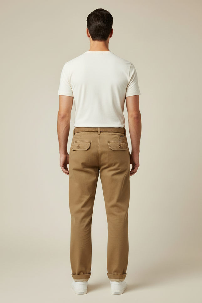 Pantalon Cargo Kaki Coton Droit Décontracté Multipoches - Toile - vue 2