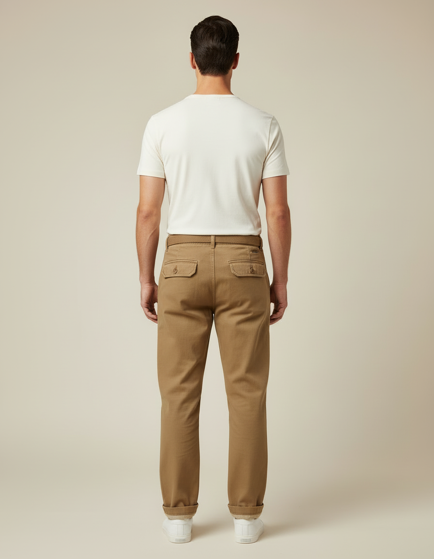 Pantalon Cargo Kaki Coton Droit Décontracté Multipoches - Toile - vue 2