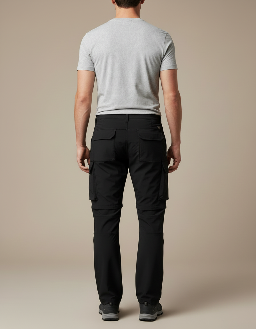 Pantalon Cargo Noir Convertible Zippé Léger Homme - Polyester - vue 2