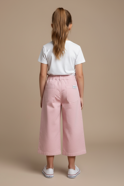 Pantalon Cargo Rose Brodé Ample Fille Enfant - Toile - vue 2