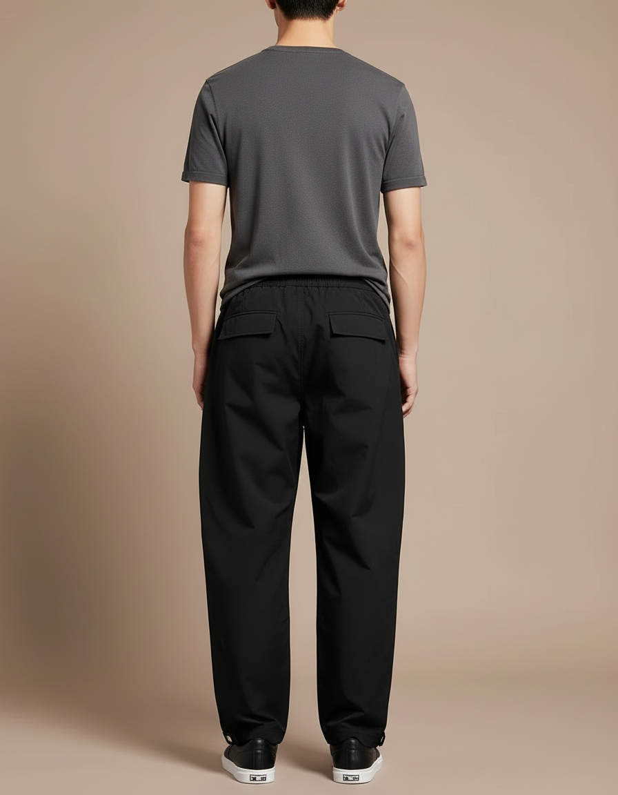 Pantalon Cargo Noir Ample Décontracté Homme - Polyester - vue 2
