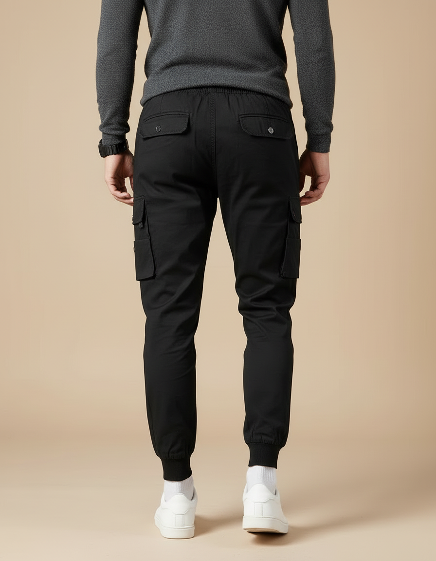 Pantalon Cargo Avec Cordon - Noir Gabardine - vue 2