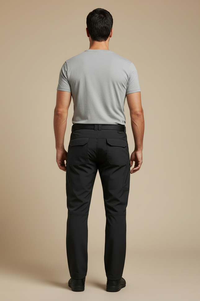 Pantalon Cargo Noir Technique Multipoches Homme - Polyester - vue 2