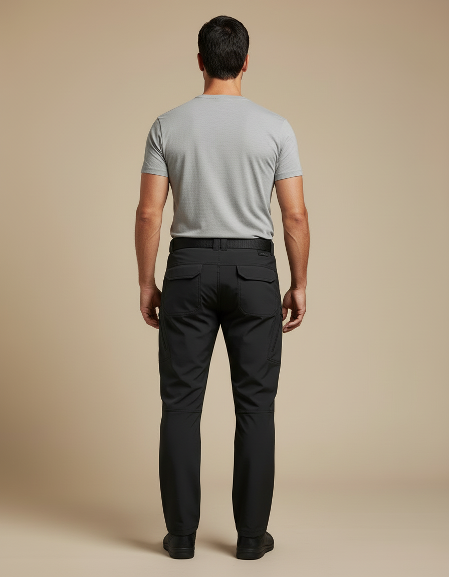 Pantalon Cargo Noir Technique Multipoches Homme - Polyester - vue 2