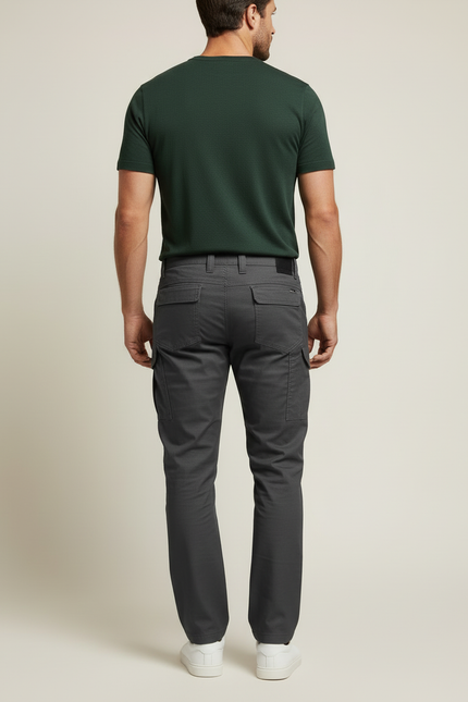 Pantalon Cargo Gris Homme Coupe Droite Décontracté - Toile - vue 2
