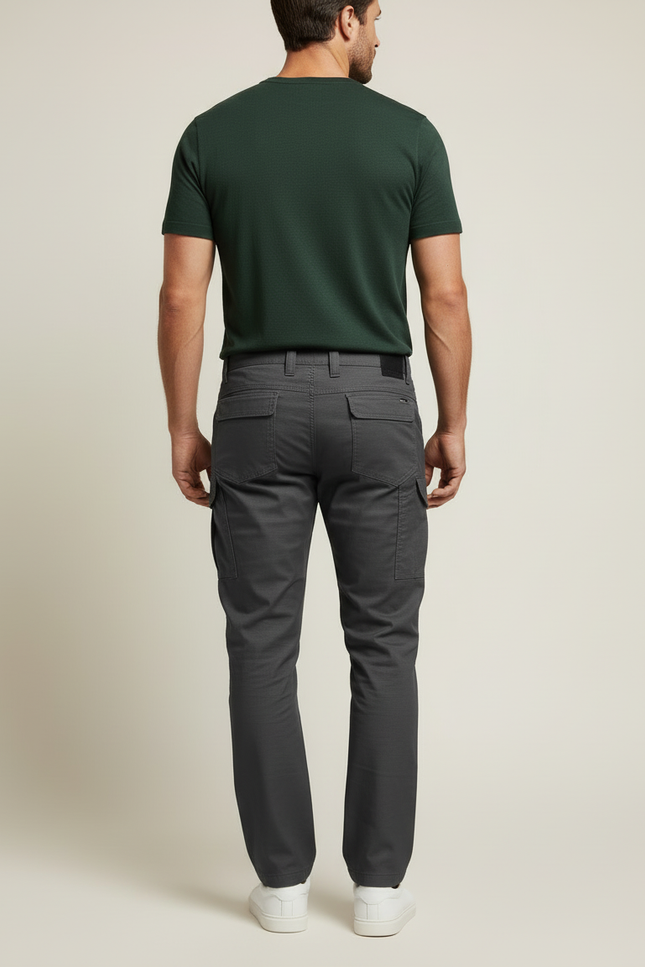 Pantalon Cargo Gris Homme Coupe Droite Décontracté - Toile - vue 2