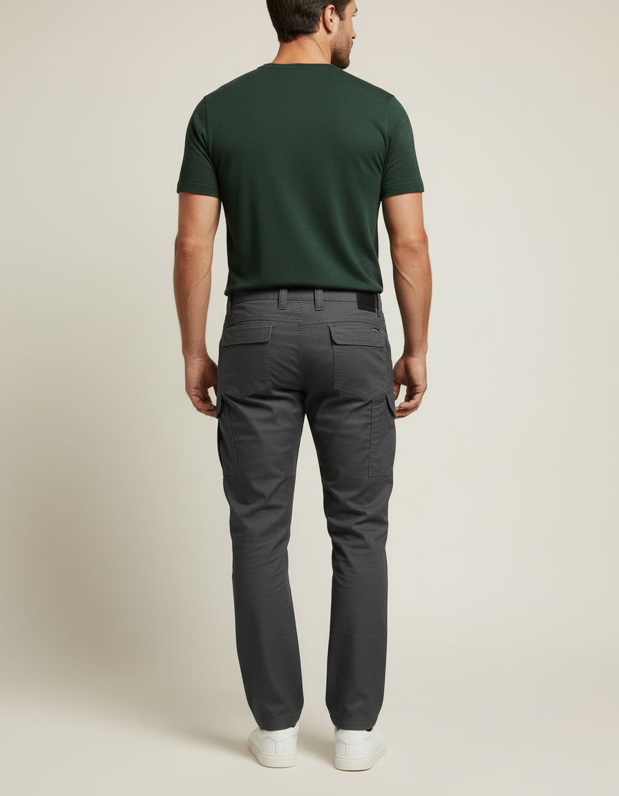 Pantalon Cargo Gris Homme Coupe Droite Décontracté - Toile - vue 2