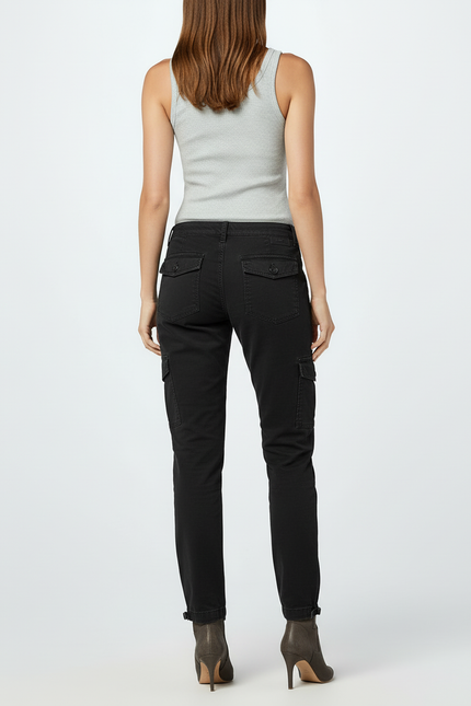 Pantalon Cargo Noir Slim Décontracté Femme - Toile - vue 2