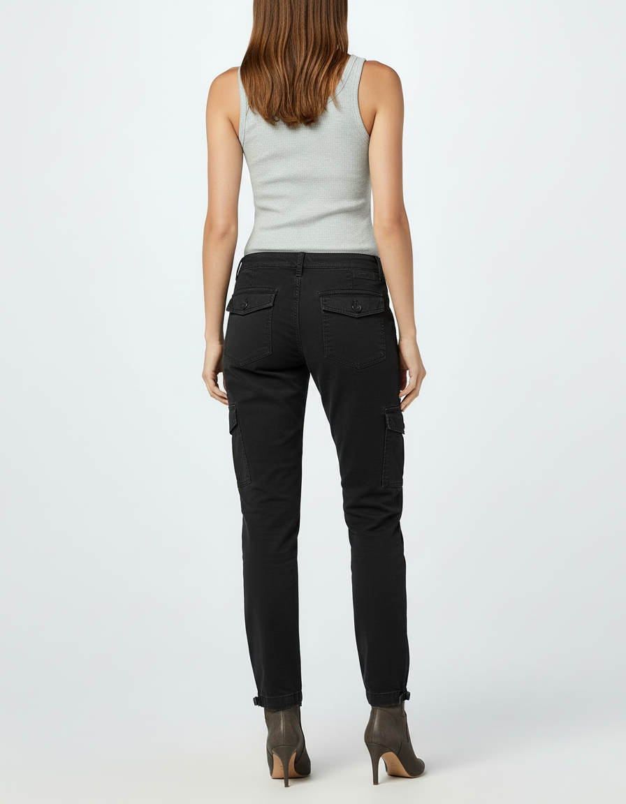 Pantalon Cargo Noir Slim Décontracté Femme - Toile - vue 2