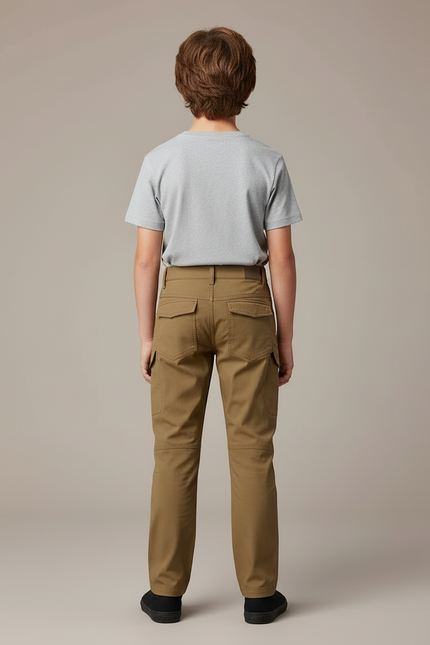 Pantalon Cargo Enfant Kaki Multipoches Décontracté - Polyester - vue 2