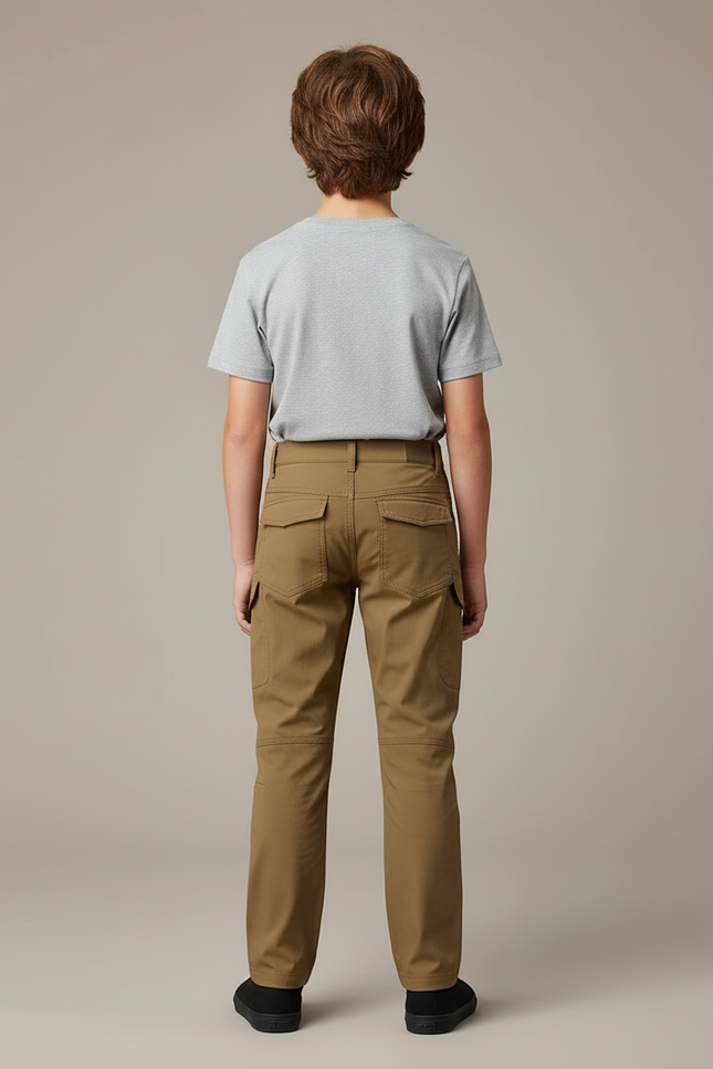 Pantalon Cargo Enfant Kaki Multipoches Décontracté - Polyester - vue 2