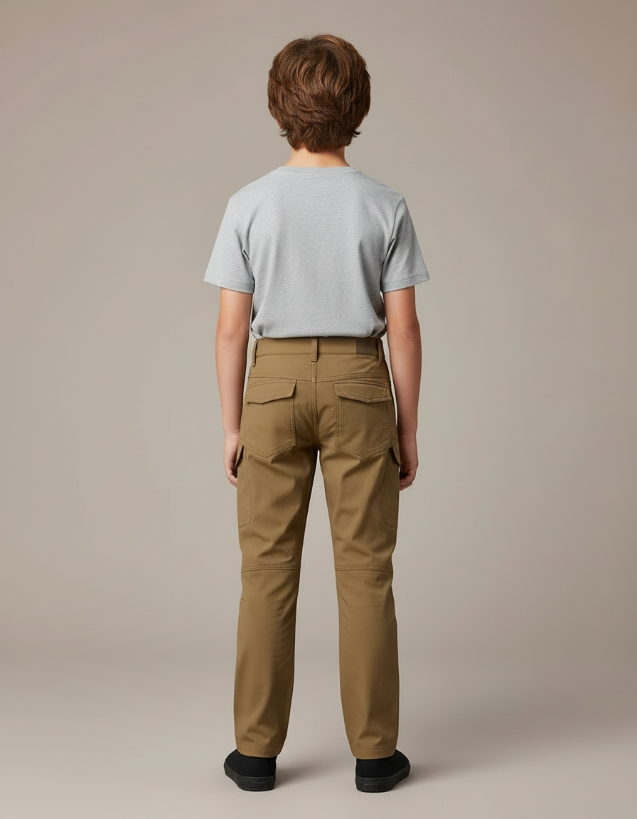Pantalon Cargo Enfant Kaki Multipoches Décontracté - Polyester - vue 2