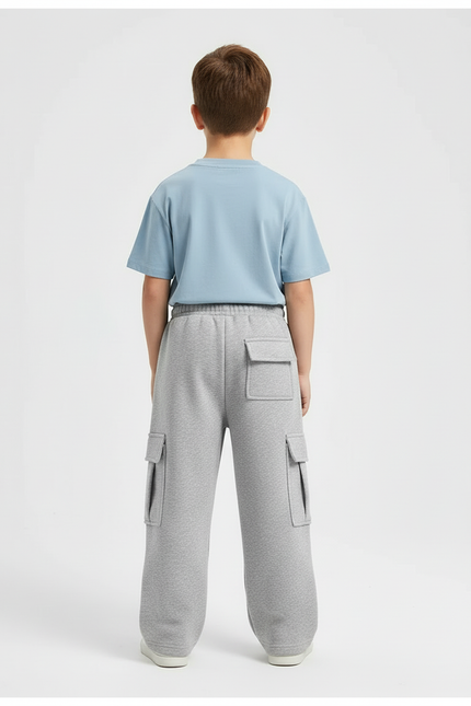 Pantalon Cargo Gris Molletonné Ample Multipoches Enfant - vue 2