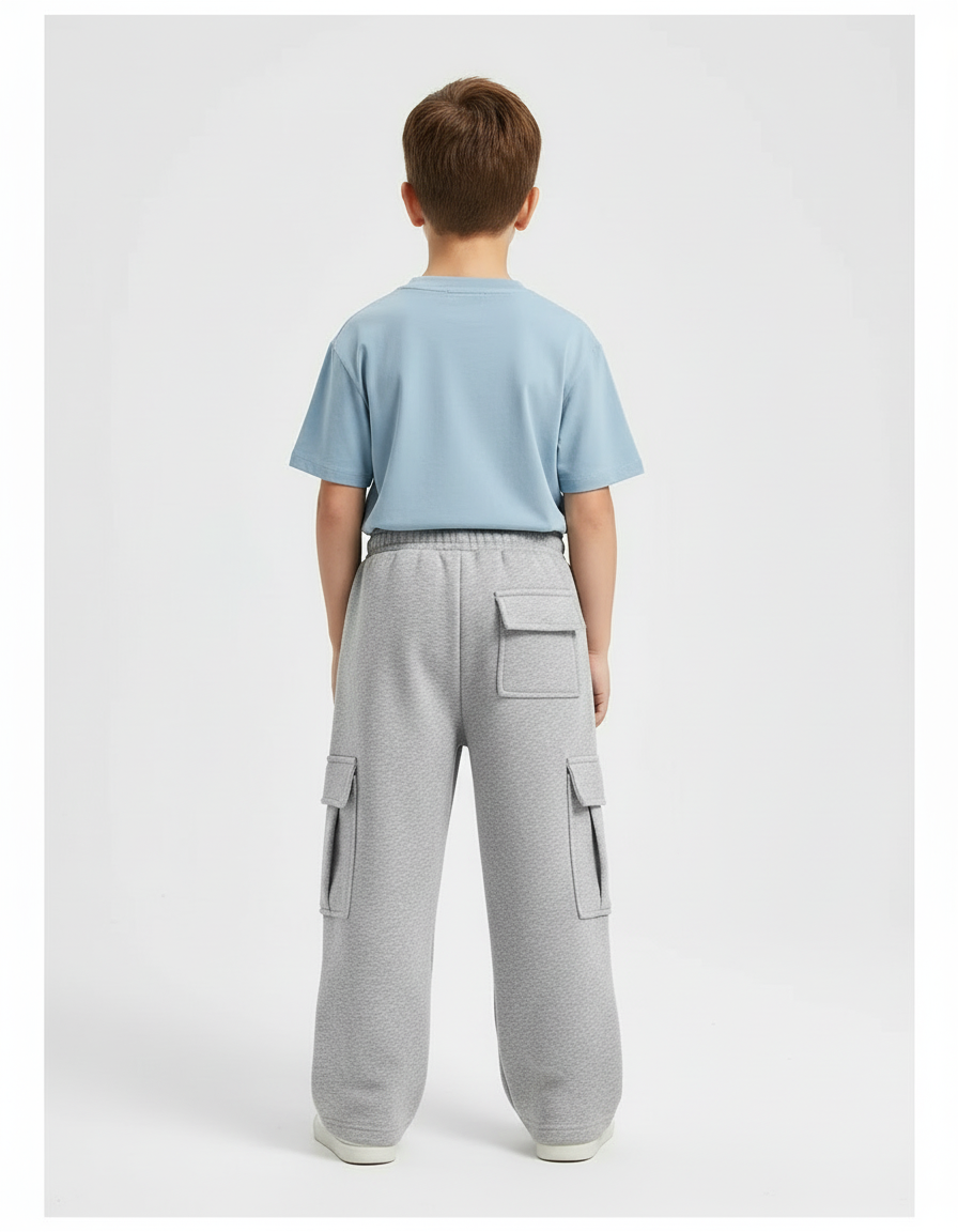Pantalon Cargo Gris Molletonné Ample Multipoches Enfant - vue 2